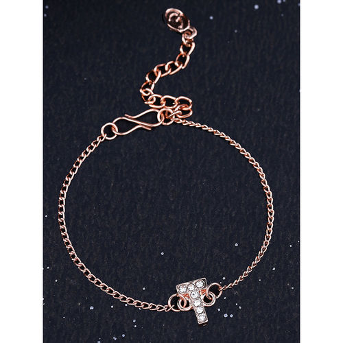 Buy Estele Rose Gold Plated Captivating Medium T Letter Bracelet