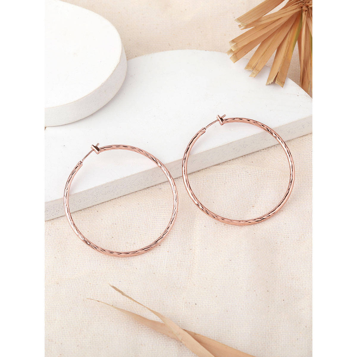 Estele Rose Gold Circular Hoop Earrings for Women