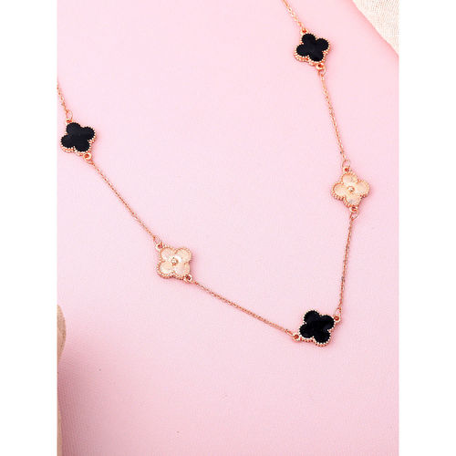 Buy Estele Rose Gold Plated Four Leaf Clover Design Black Enamel