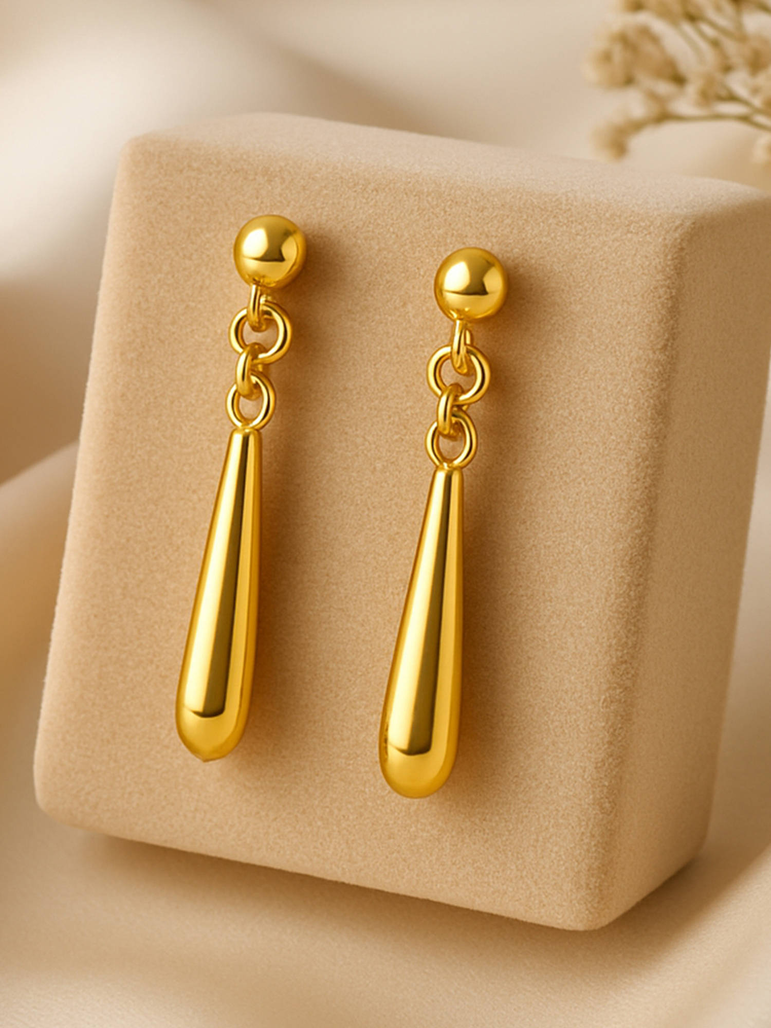 Estele Classic Gold Finish Drop Earrings|Trendy Lightweight Daily & Office Use