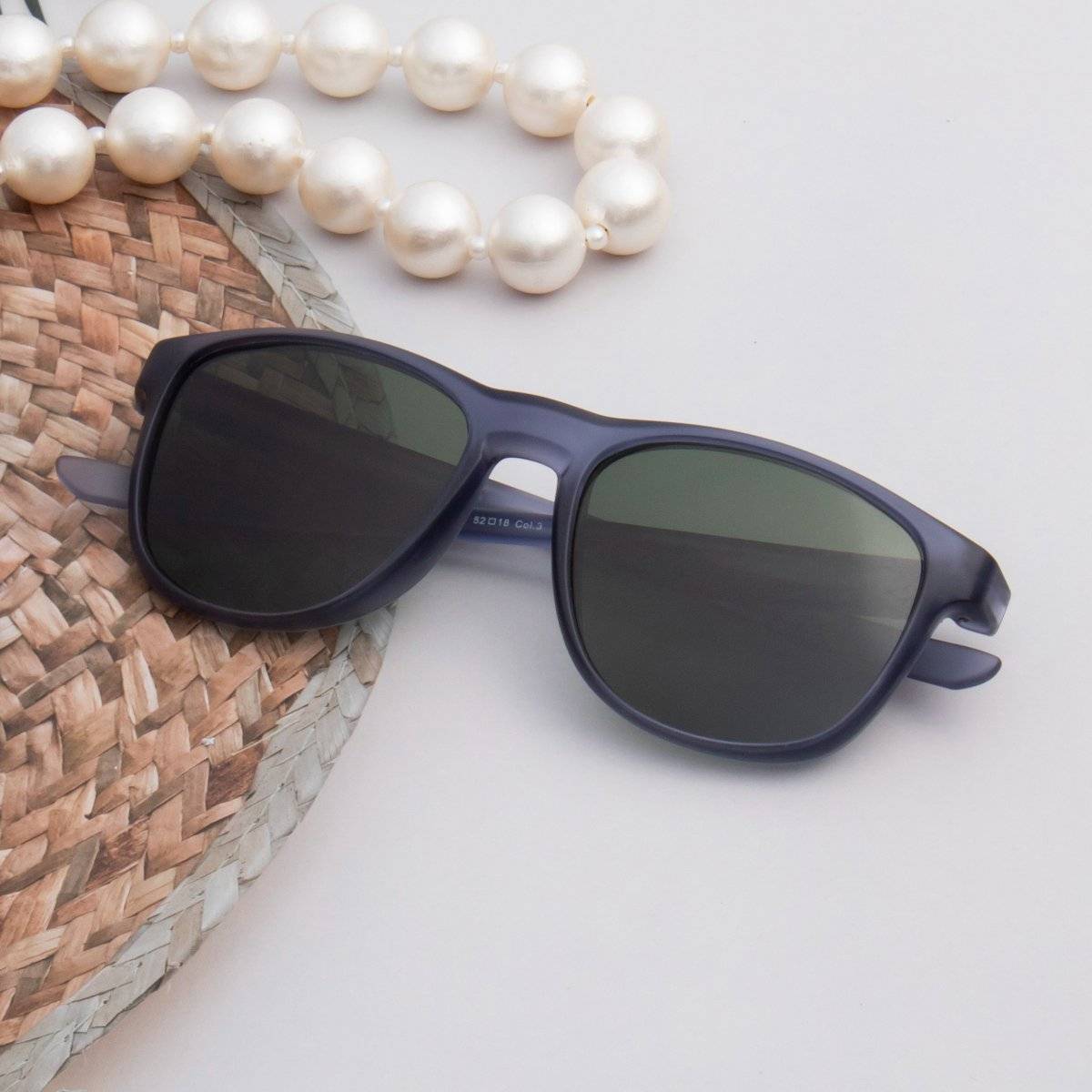 TED SMITH Unisex Polarized UV Protection Green Lens Blue Wayfarer Sunglasses