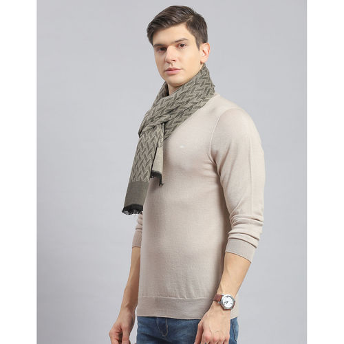 Buy Monte Carlo Men Khaki Geometric Muffler Online