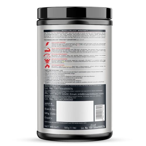 MuscleBlaze Pre Workout Wrathx - With Creapure, Carnosyn ...