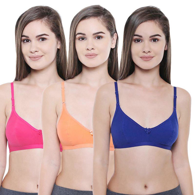 Buy Bodycare Pack Of 3 Full Coverage Bra - Multi-Color Online