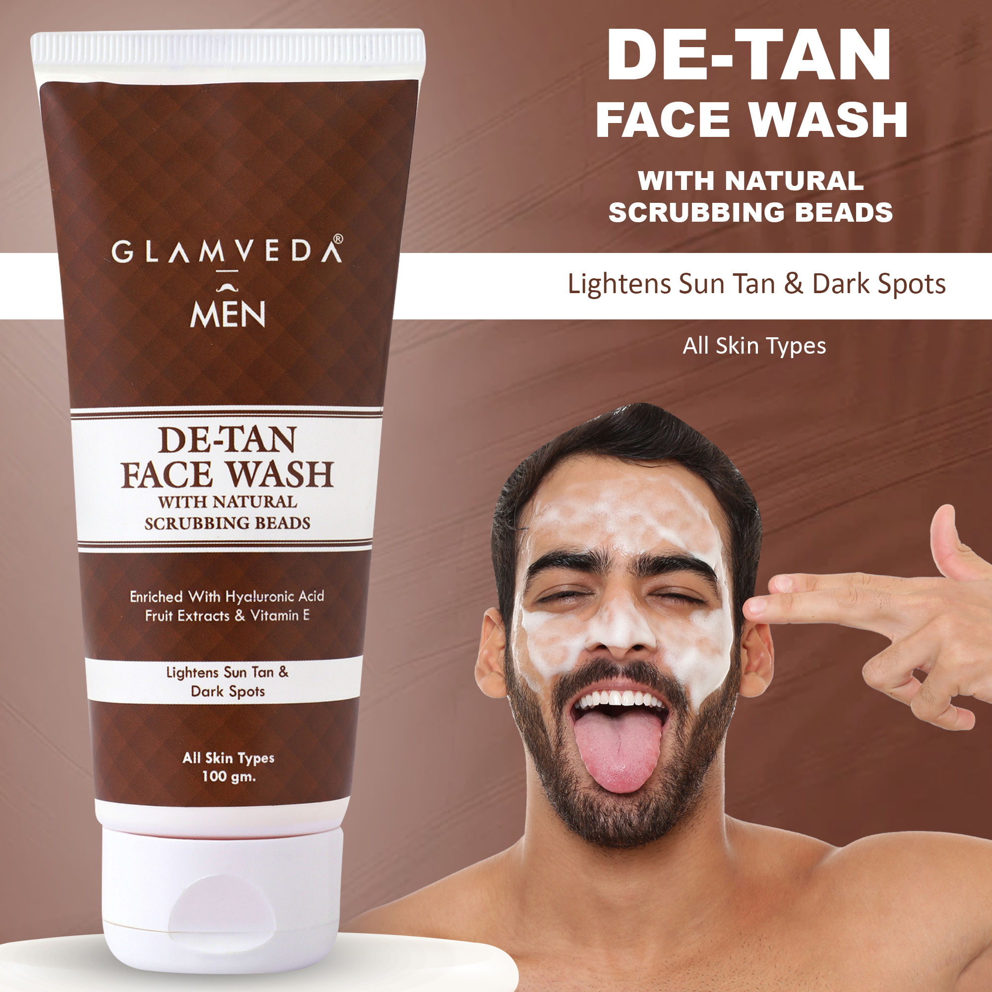 Buy Glamveda Men De Tan Face Wash With Natural Scrubbing Beads Online
