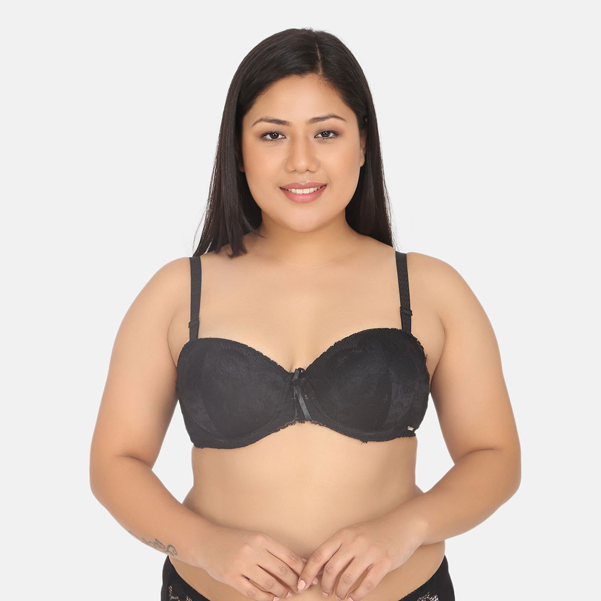 Curvy Love Plus Size Padded Medium Coverage Balconette Bra Black: Buy Curvy Love Plus Size Padded Medium Coverage Balconette Bra - Black Online Best Price in India | Nykaa