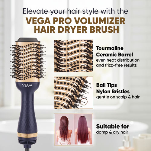 VEGA Pro Volumizer Hair Blow Dryer Brush with Heat/2 Speed Settings,  (1200W, VHSD-02)