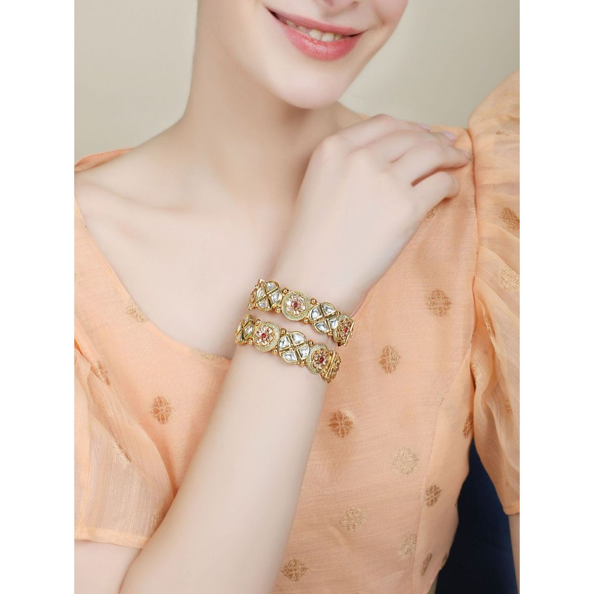 Buy Yellow Chimes Women Gold-Plated Flower Crystal Graceful Hand Chain Ring  Bracelet online