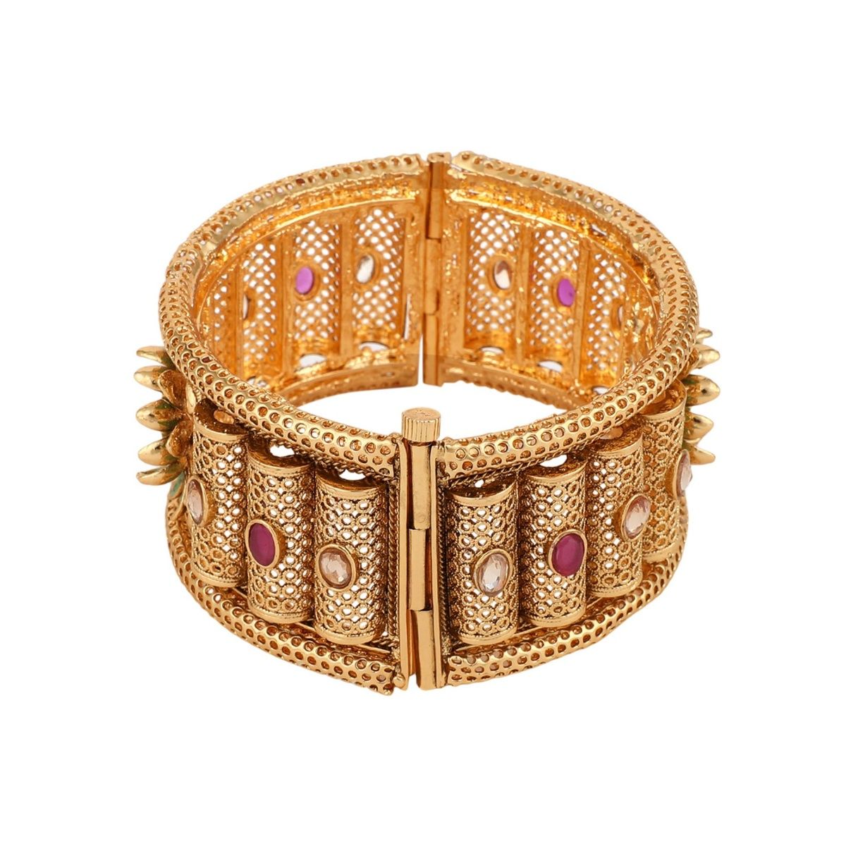 Anikas Creations Brass Gold Plated Stone Studded Statement Bracelet Buy  Anikas Creations Brass Gold Plated Stone Studded Statement Bracelet Online  at Best Price in India  Nykaa