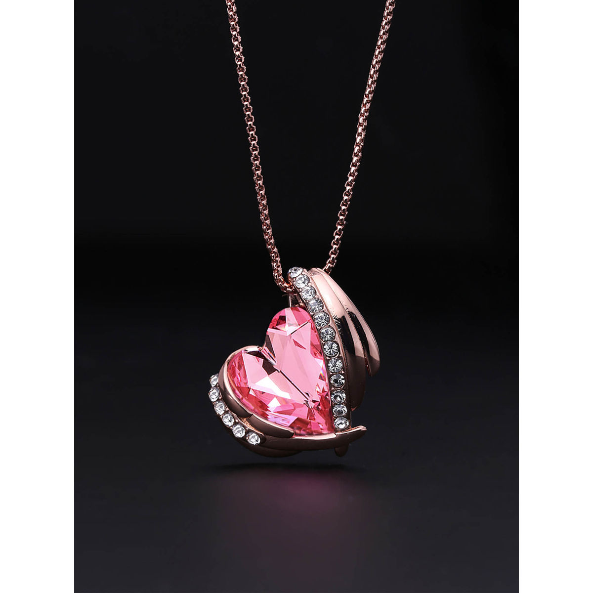 Reign Swarovski Crystal Heart Pendant Necklace, with Inspirational Gre -  Quan Jewelry