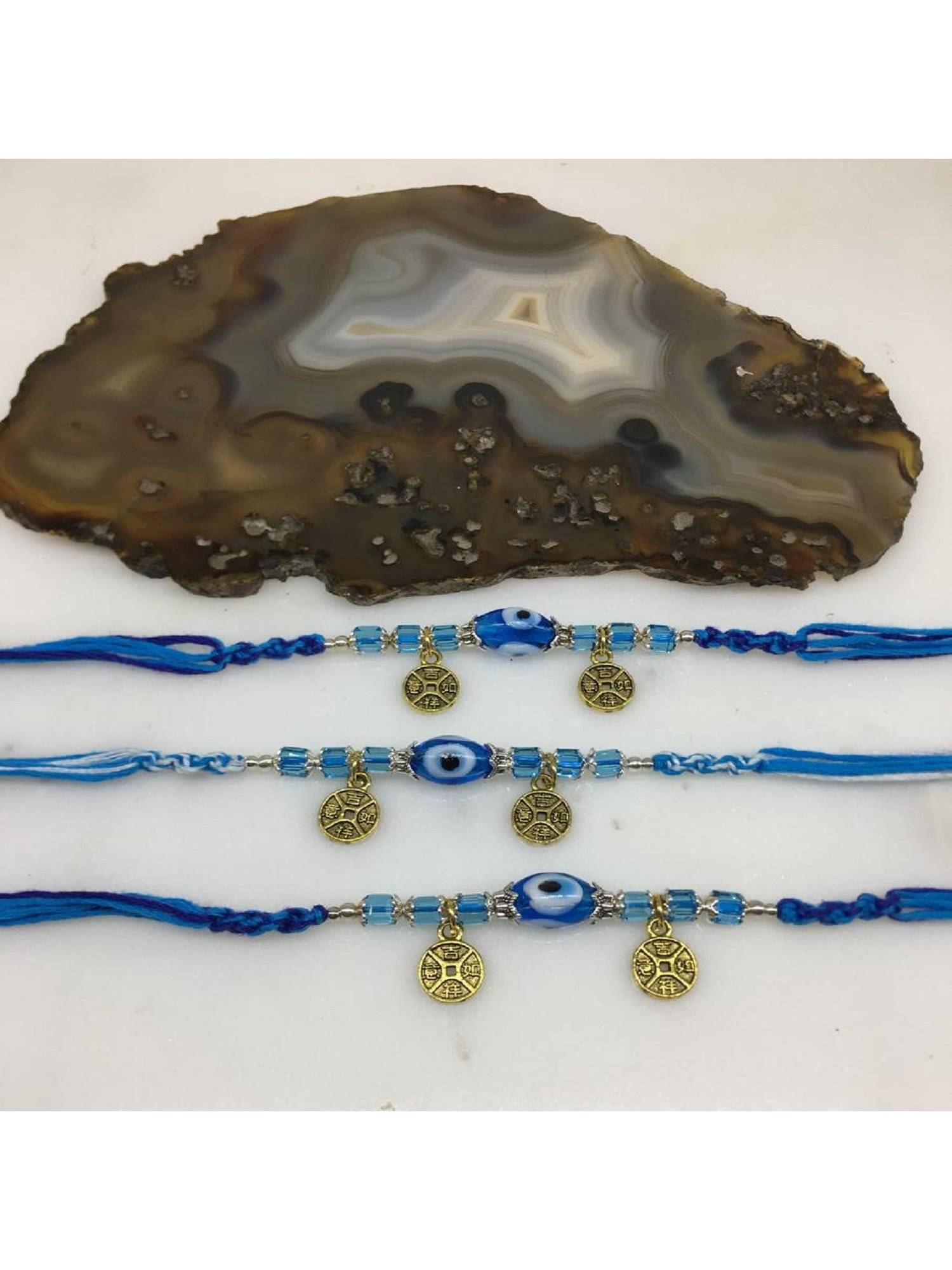 Digital Dress Room Blue Evil Eye Rakhi for Raksha Bandhan (Pack Of 3)
