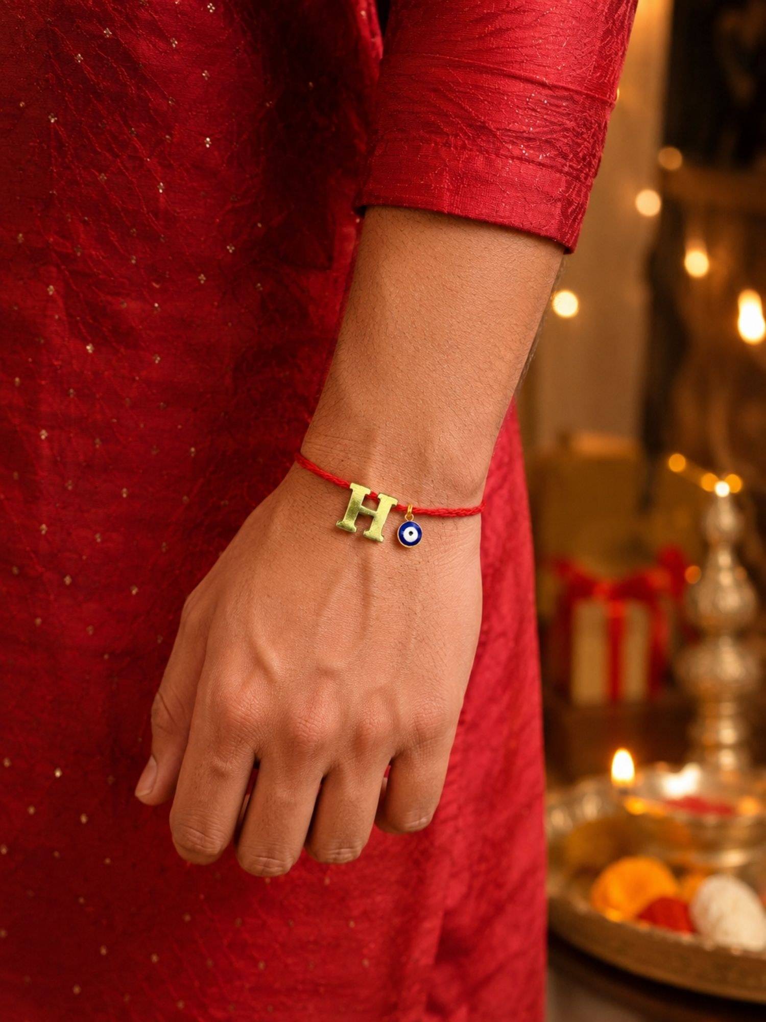Digital Dress Room H Letter Evil Eye Moli Thread Rakhi Bhai Bro