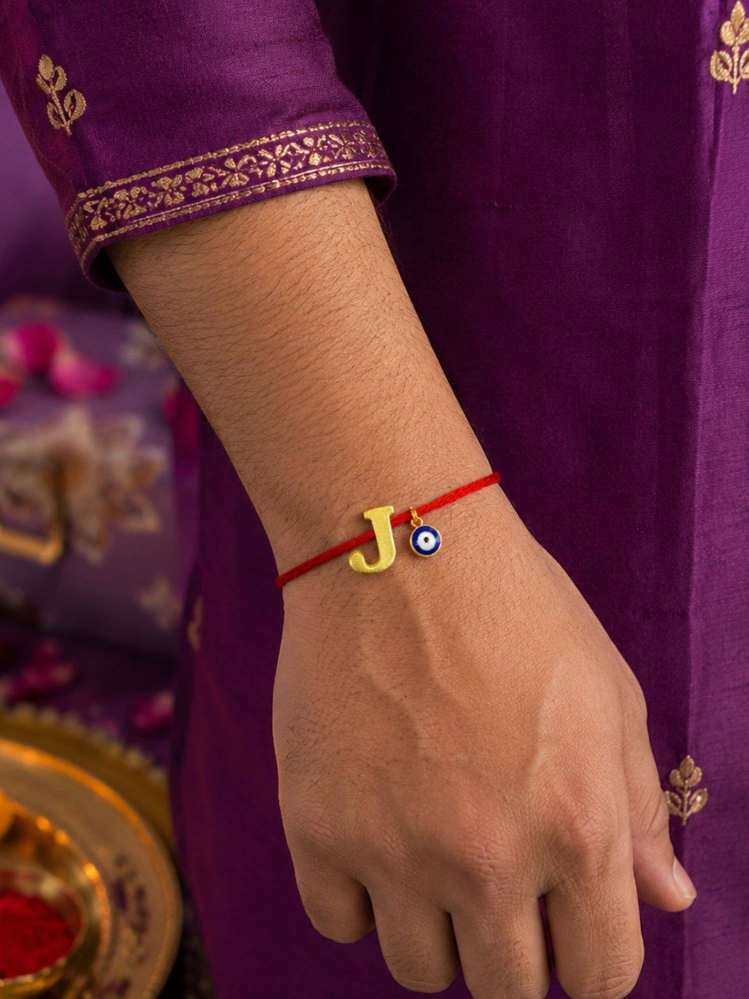 Digital Dress Room J Letter Evil Eye Moli Thread Rakhi Bhai Bro