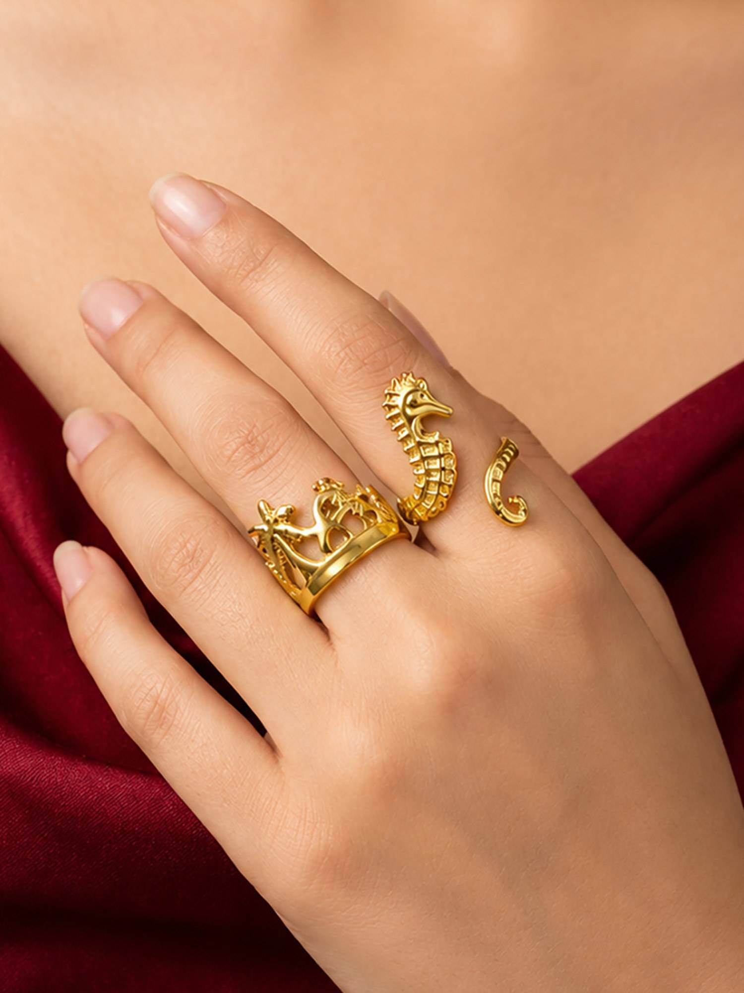 ARTKLIM Nature Leaf Dual Ring Set Adjustable (Pack of 2)