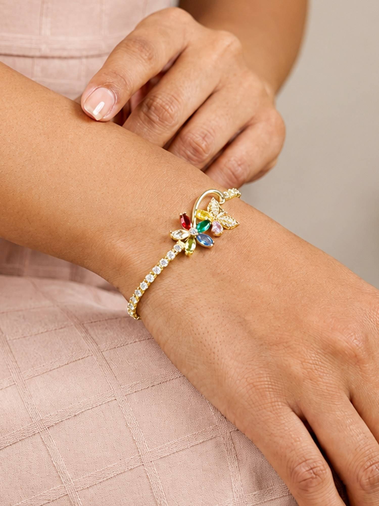 ARTKLIM Multicolor Butterfly Sparkle Anti-Tarnish Bracelet