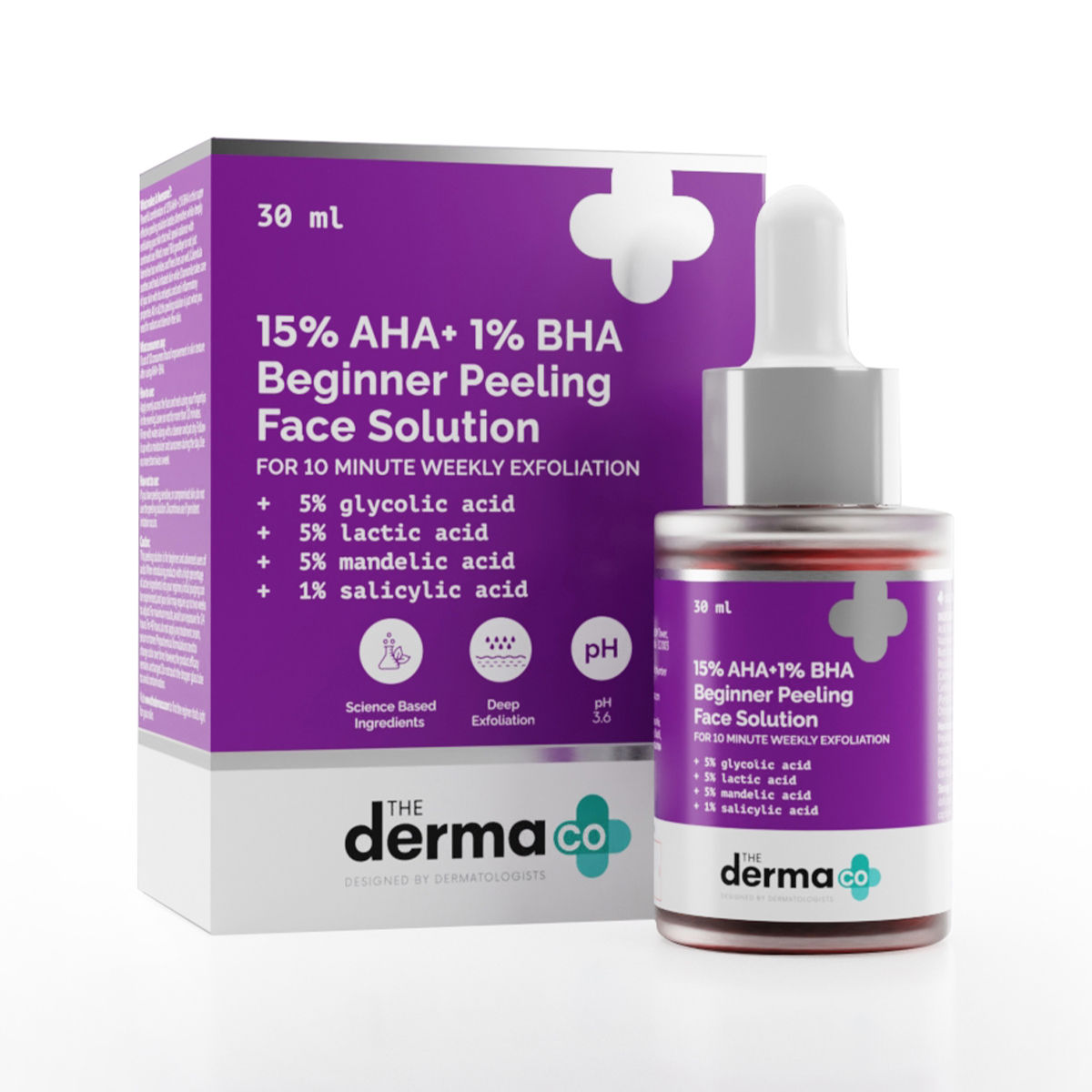 The Derma Co. 15% Aha + 1% Bha Beginner Face Peeling Solution For 10-minute Weekly Exfoliation