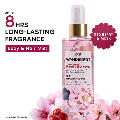 Wanderlust Japanese Cherry Blossom Floral Perfume Mist with Sakura & Musk for Body & Hair