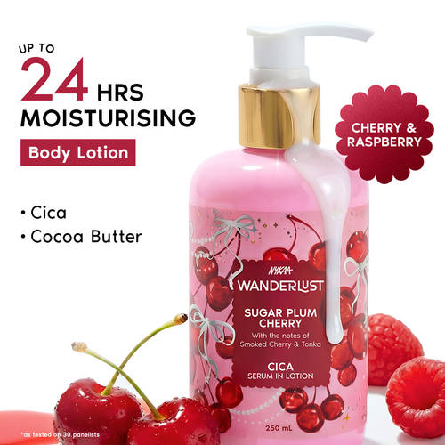 Wanderlust Sugar Plum Cherry Perfume Body Lotion - Upto 24 Hrs Moisturisation