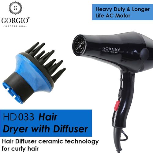 Gorgio Professional Hair Dryer With Diffuser HD033: Buy Gorgio Professional Hair  Dryer With Diffuser HD033 Online at Best Price in India | Nykaa