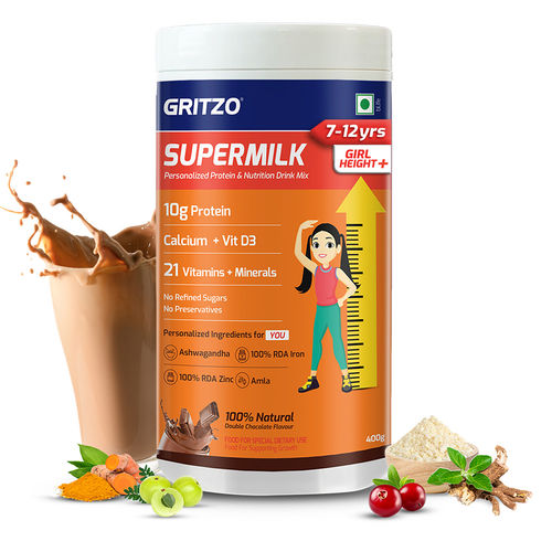 Buy Gritzo SuperMilk Height+ for 7-12 Yrs Girls Protein, Nutrition