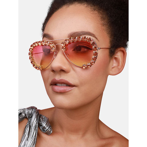 Buy SOHI Womens Radiant Glam Up Your Eyes Orange Lens Sunglasses