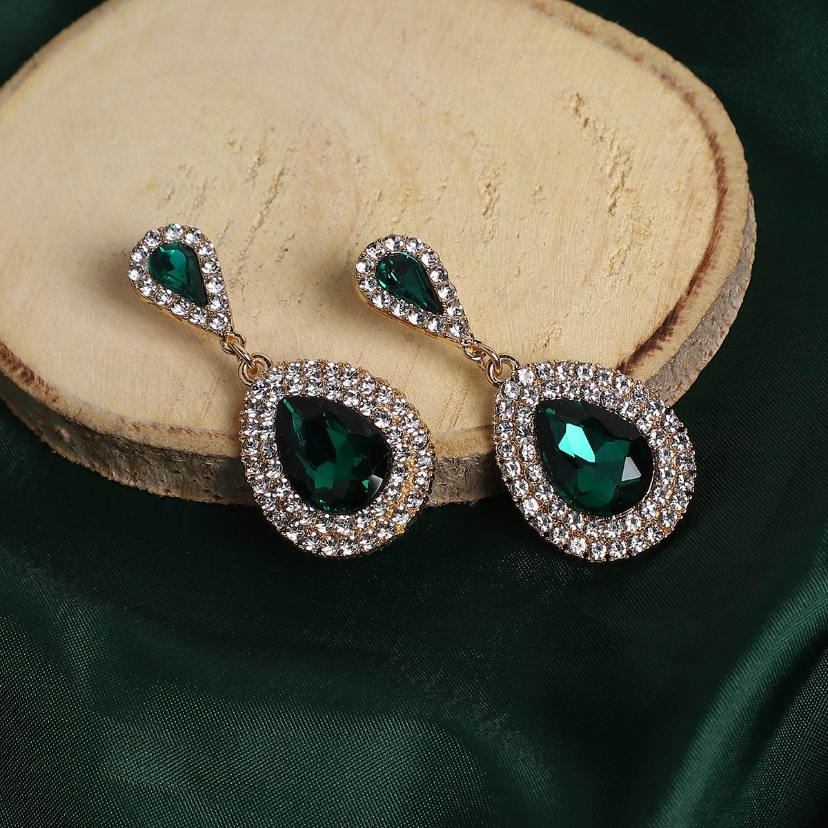 Buy SOHI Gold Plated Designer Green Stone Party Drop Earring for Women ...