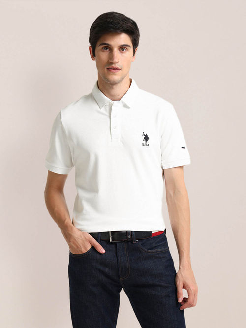 Buy POLO Slim Fit Logo Polo T-Shirt White Online