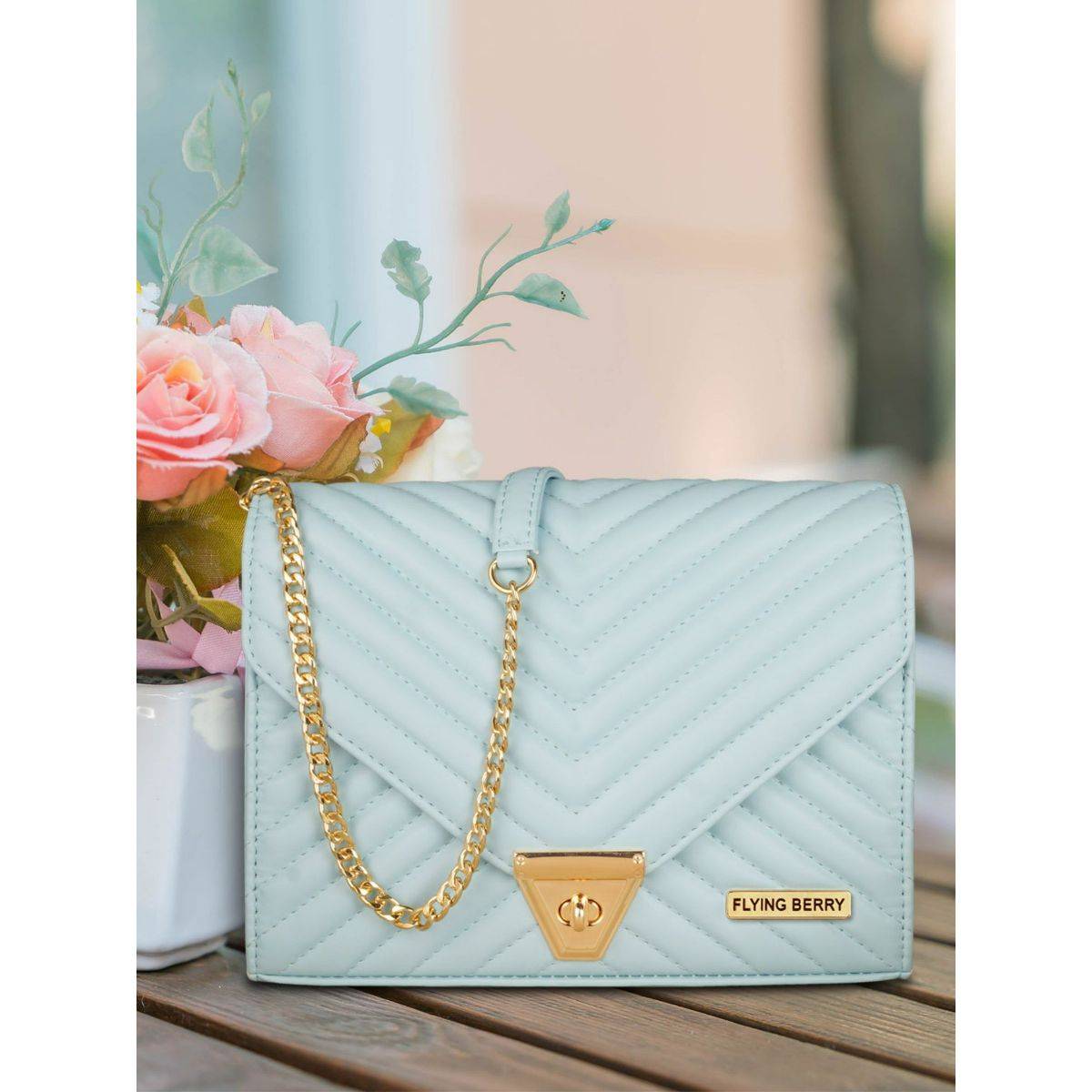FLYING BERRY Womens Blue Sling Bag