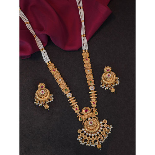 Buy Niscka Gold Plated Rajwadi Antique Golden Rani Haar Necklace