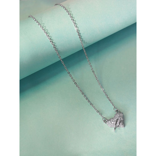 Niscka Silver Plated Fancy Western American Diamonds Pendant Necklace