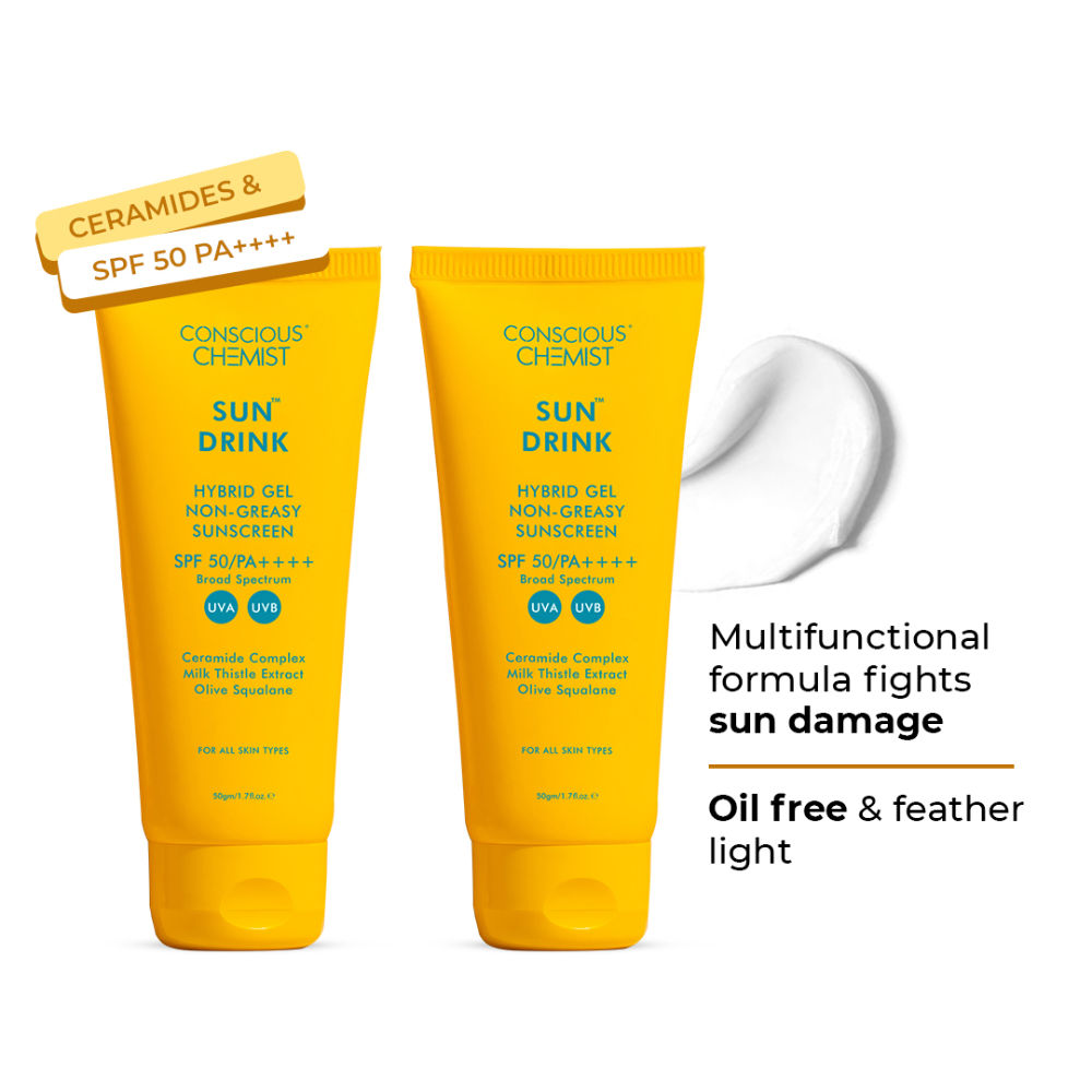 Conscious Chemist Sun Drink Hybrid Lightweight Gel Sunscreen SPF50 PA++++ Super Saver - Pack Of 2