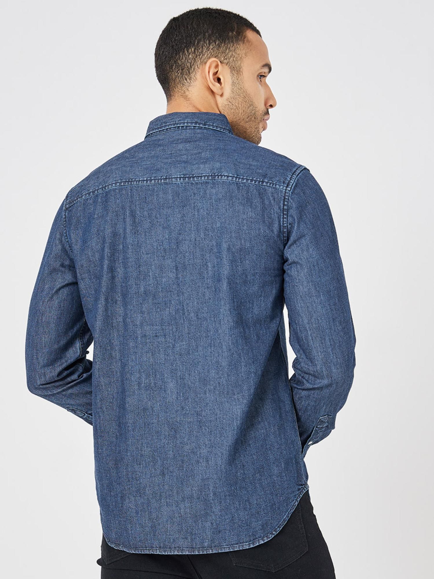 Bayox Blue Two Tone Button-Down Denim Shirt | Denim shirt, Stylish outfits,  Clothing items