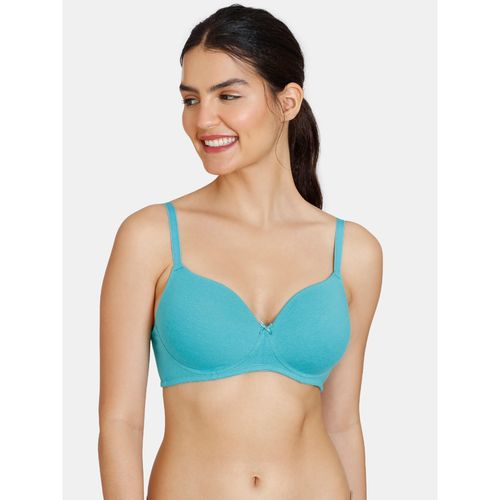 Buy Zivame Beautiful Basics Padded Non Wired 3/4th Coverage T-shirt Bra  Blue Online