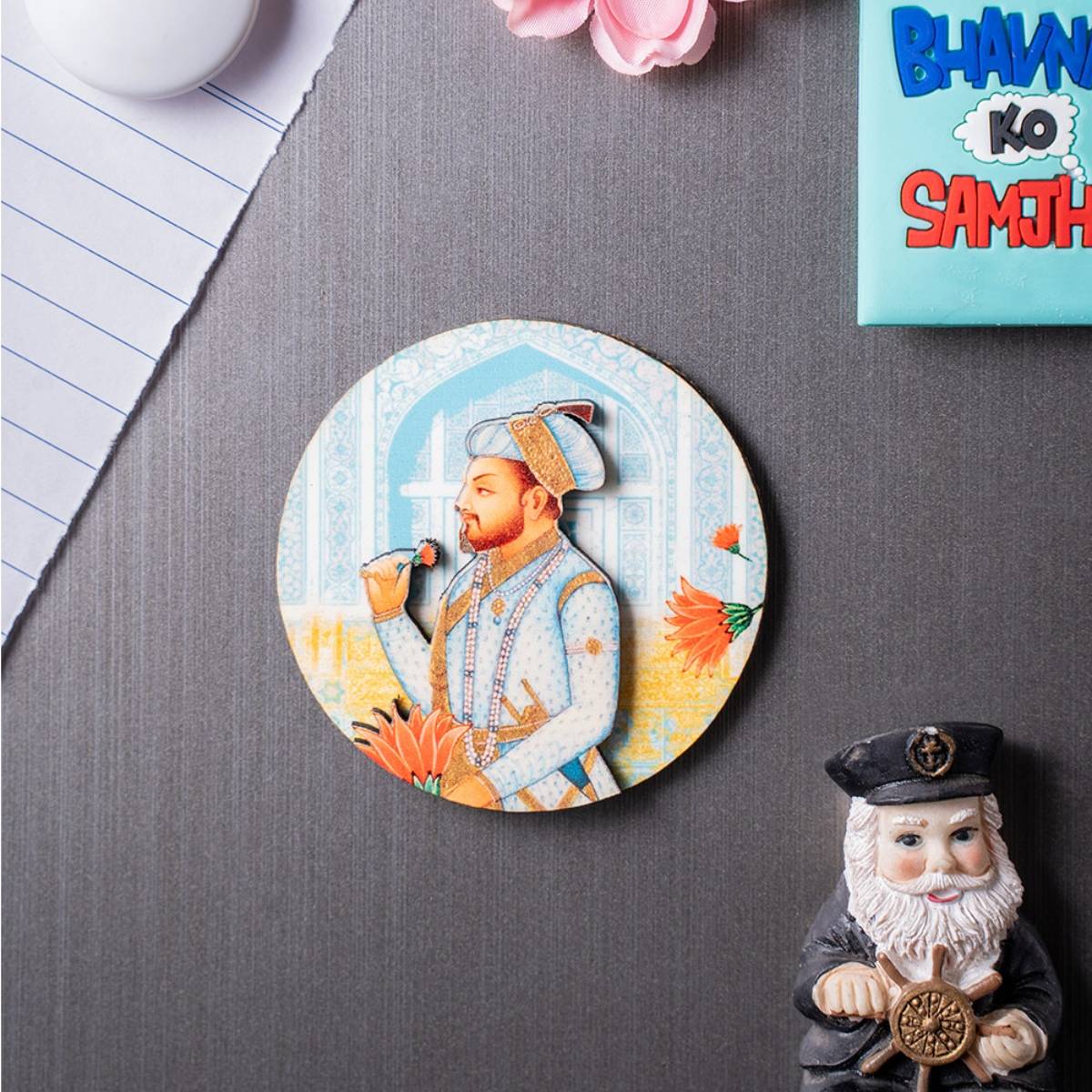 KOLOROBIA Mughal Emperor Shah Jahan 2D Round Fridge Magnets
