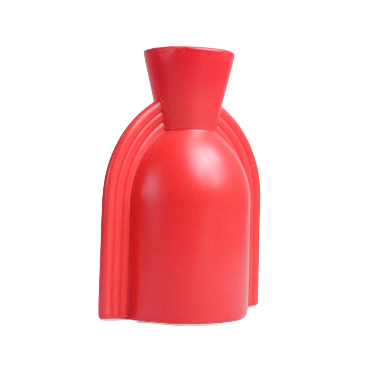 Buy Voncasa Ceramic Red color Ribbed Pattern Flower Vase for Living