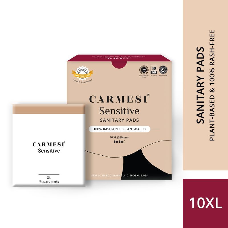 Carmesi Sensitive Sanitary Pads 10 XL Certified 100 RashFree With Disposal Bags Buy