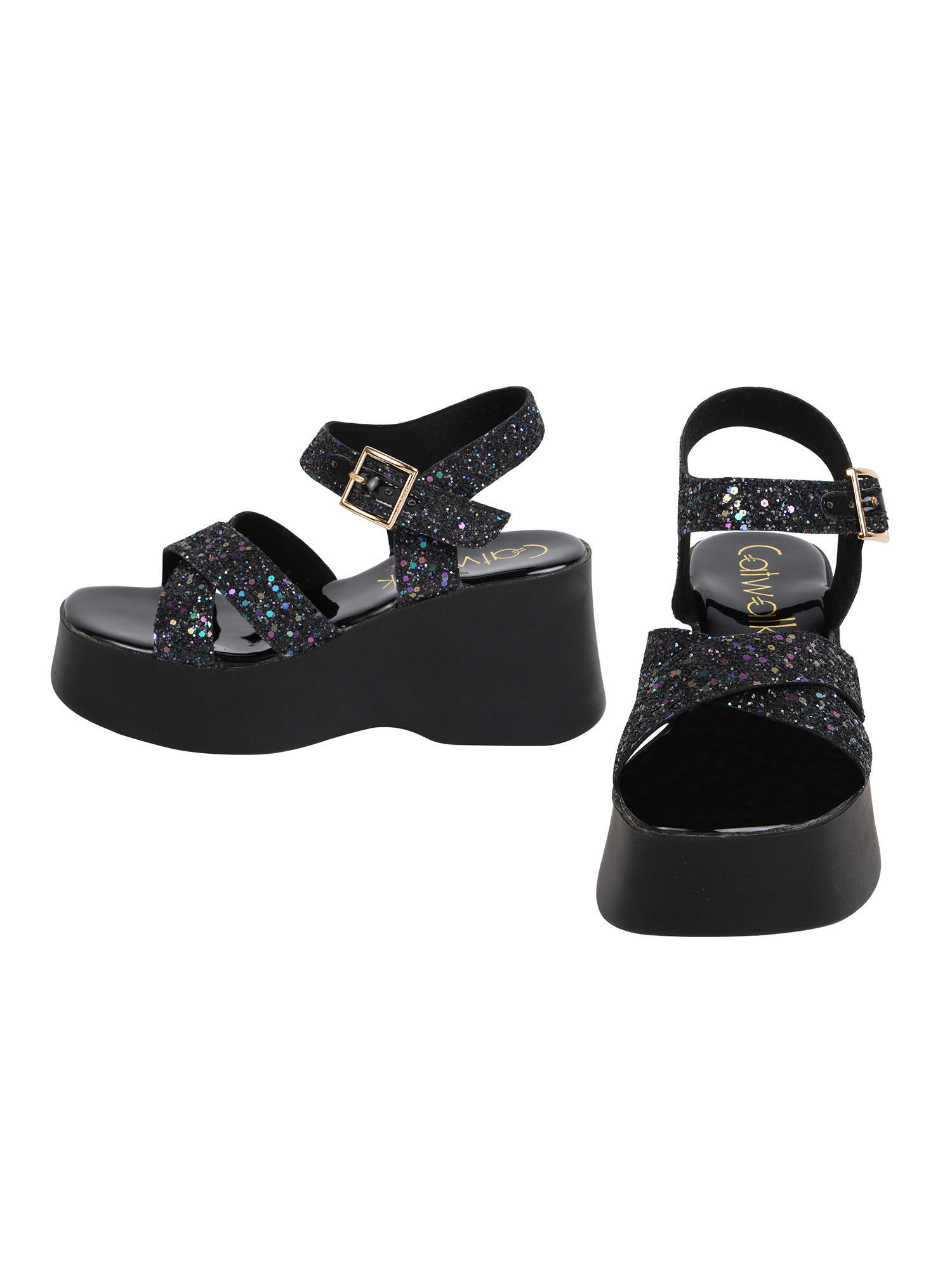 CATWALK Black Embellished Sandals: Buy CATWALK Black Embellished Sandals Online at Best Price in 