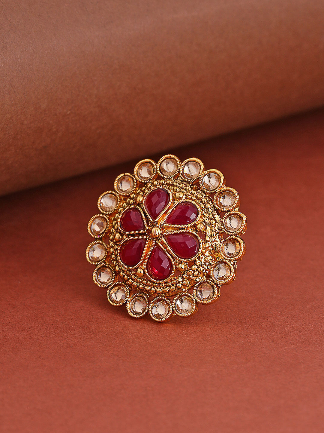 Priyaasi Gold Plated Kundan Ring For 