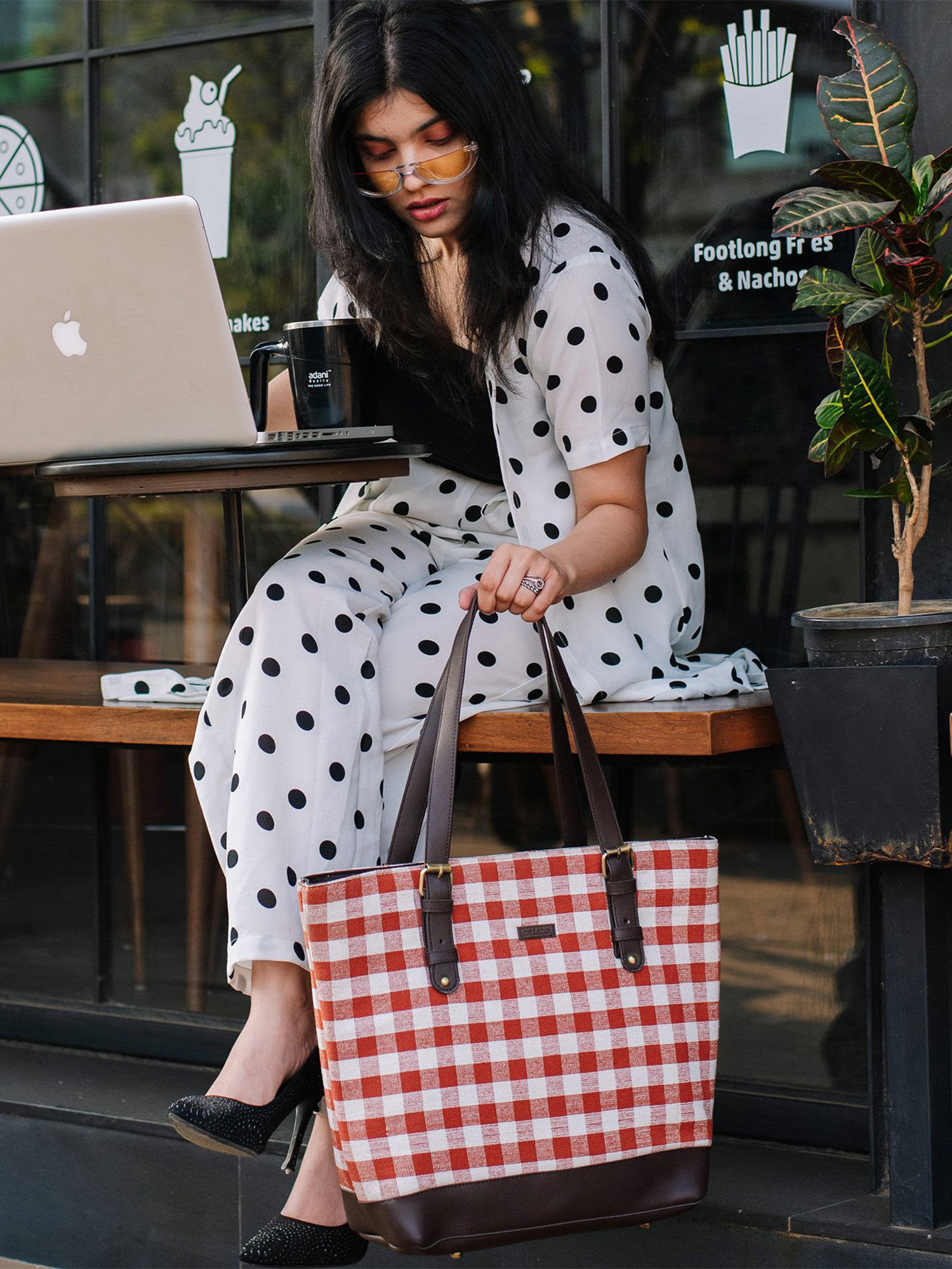 Buy Maisha by Esha Maisha Lifestyle Burnt Orange Checks Handbag Online