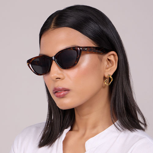 Pipa Bella by Nykaa Fashion Black Animal Print Cat Eye Shape Sunglasses
