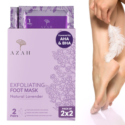 Azah Exfoliating Foot Mask for Cracked Feet Lavender (Pack of 2)