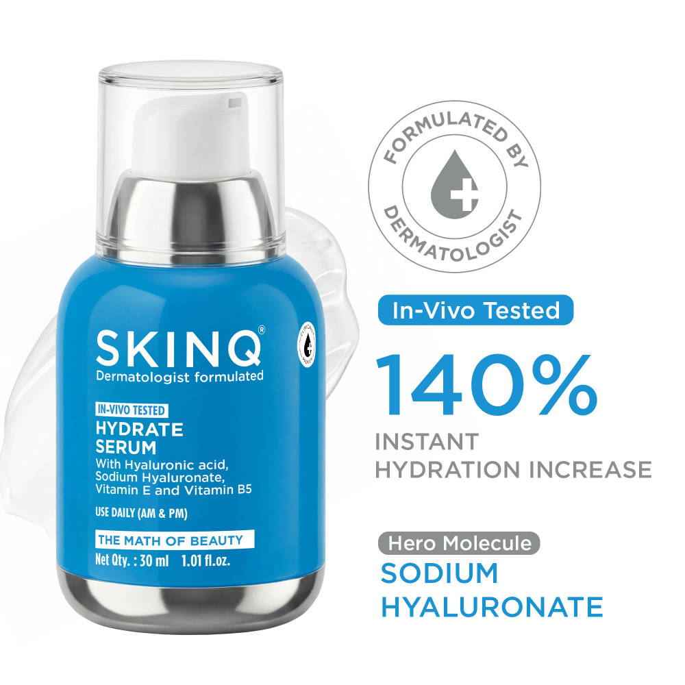 SKINQ Hydrate Serum with Hyaluronic Acid for Dry, Dehydrated Skin, Lightweight & Non-sticky