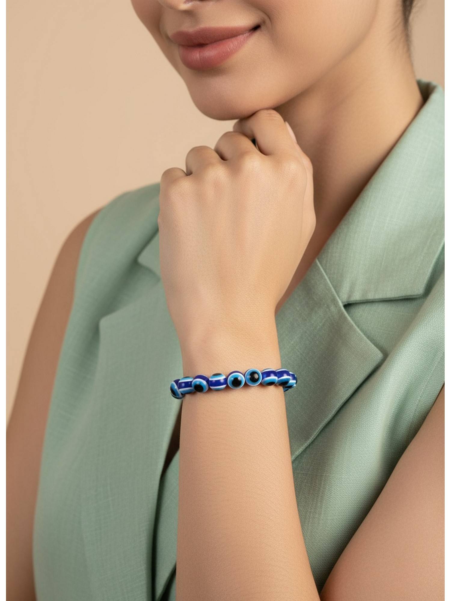 NVR Blue Evil Eye Elasticated Bracelet
