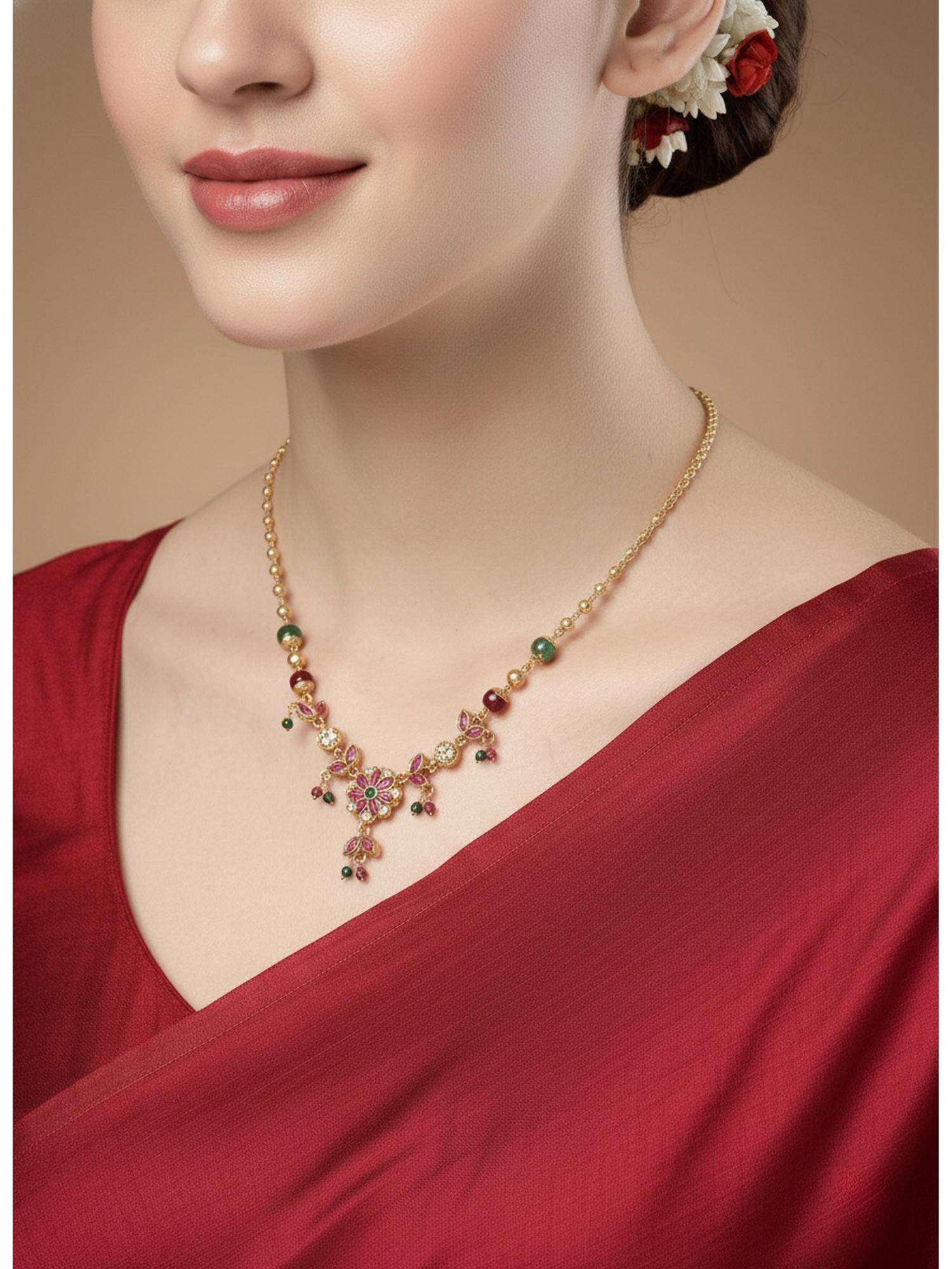 NVR Pink Gold Plated Minimal Necklace