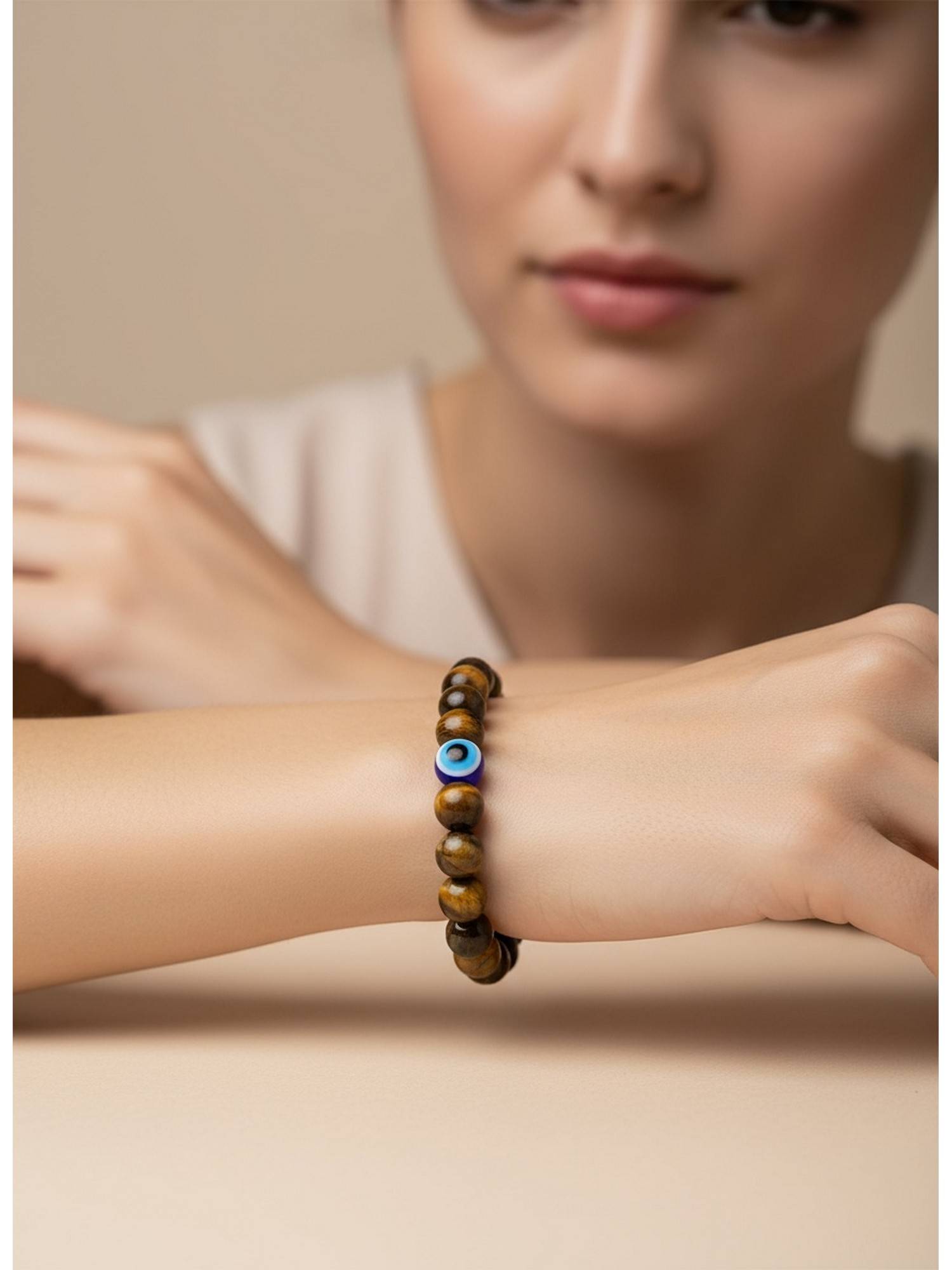 NVR Brown Natural Round Tiger Eye Bracelet