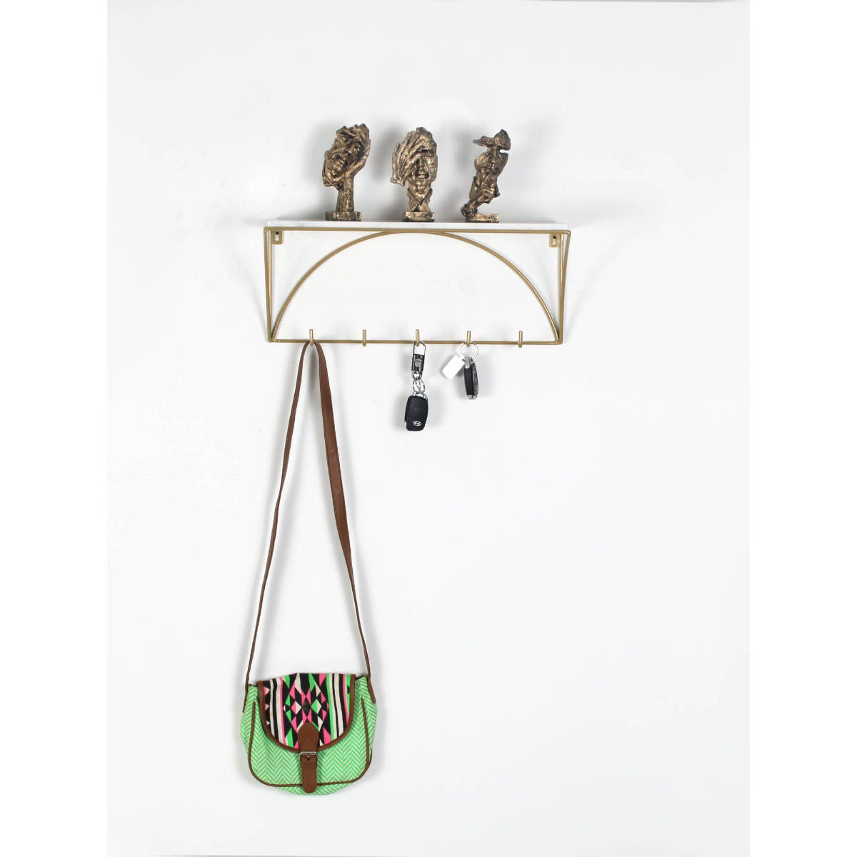 Claymint Metal Golden Powder Coated Wall Shelves for Living Room