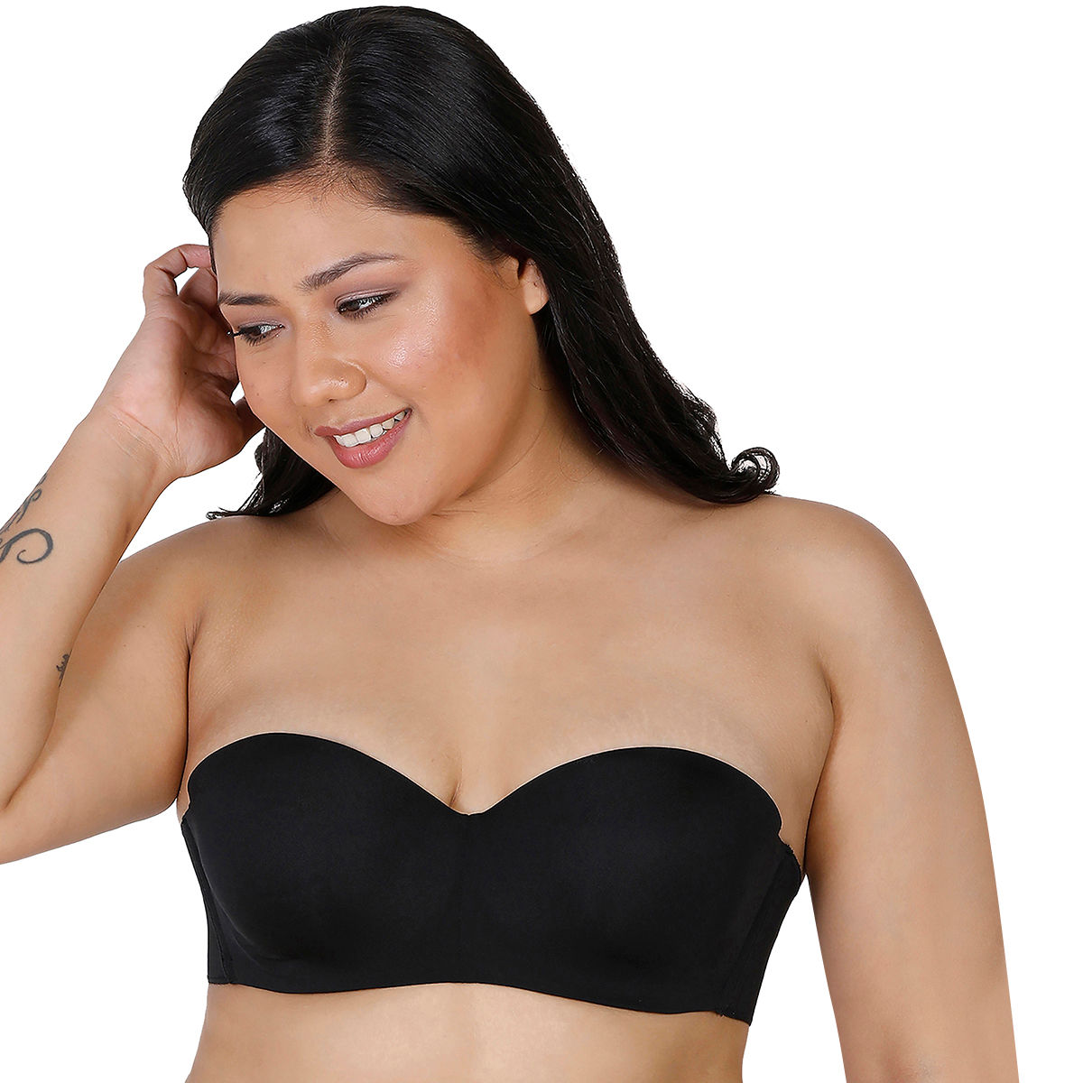 Buy Enamor F094 Basic Moulded Easy Fashion Bra - Non-Padded• Wirefree •  Medium Coverage - Black Shadow Strips at