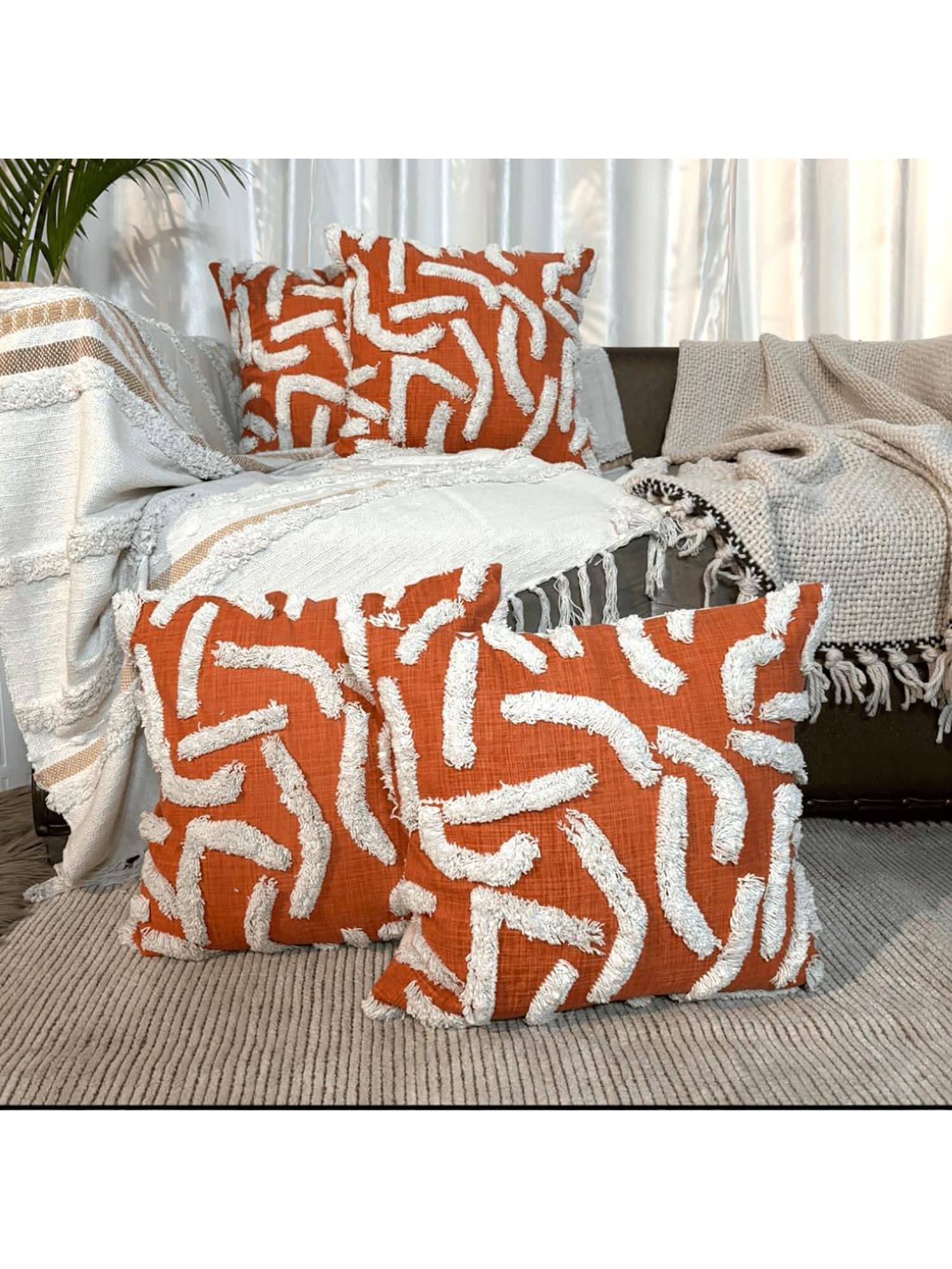 LUSHLYF Rustic Waves Tufted Cushion Cover White Wave (Pack of 4)