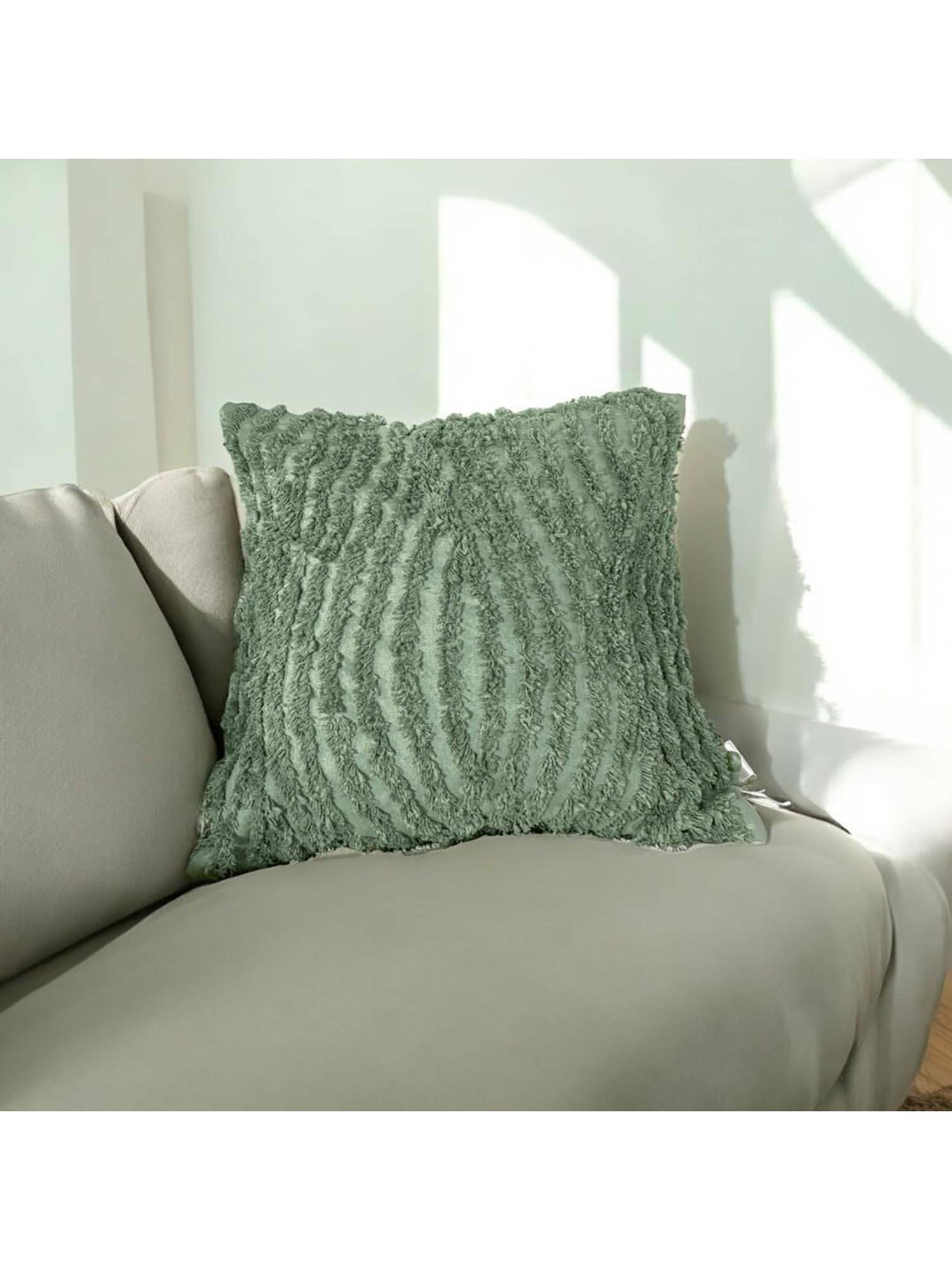 LUSHLYF Sage Textures Tufted Cushion Cover Handcrafted Elegant Tufted Design