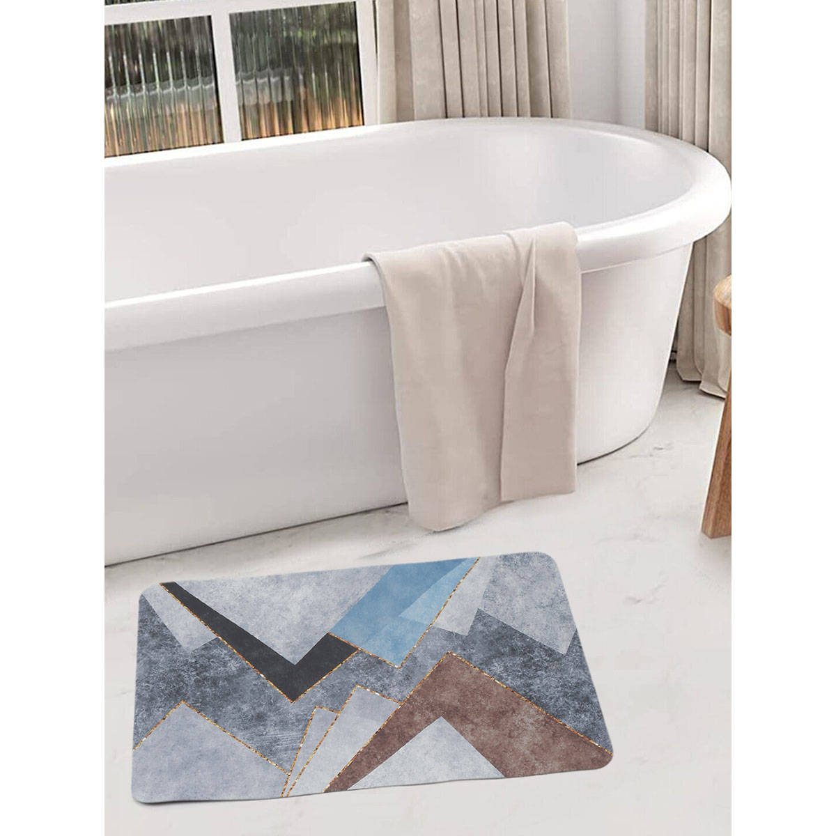 HOSTA HOMES 11D Printed Antiskid Door Bath Mats Multicolor